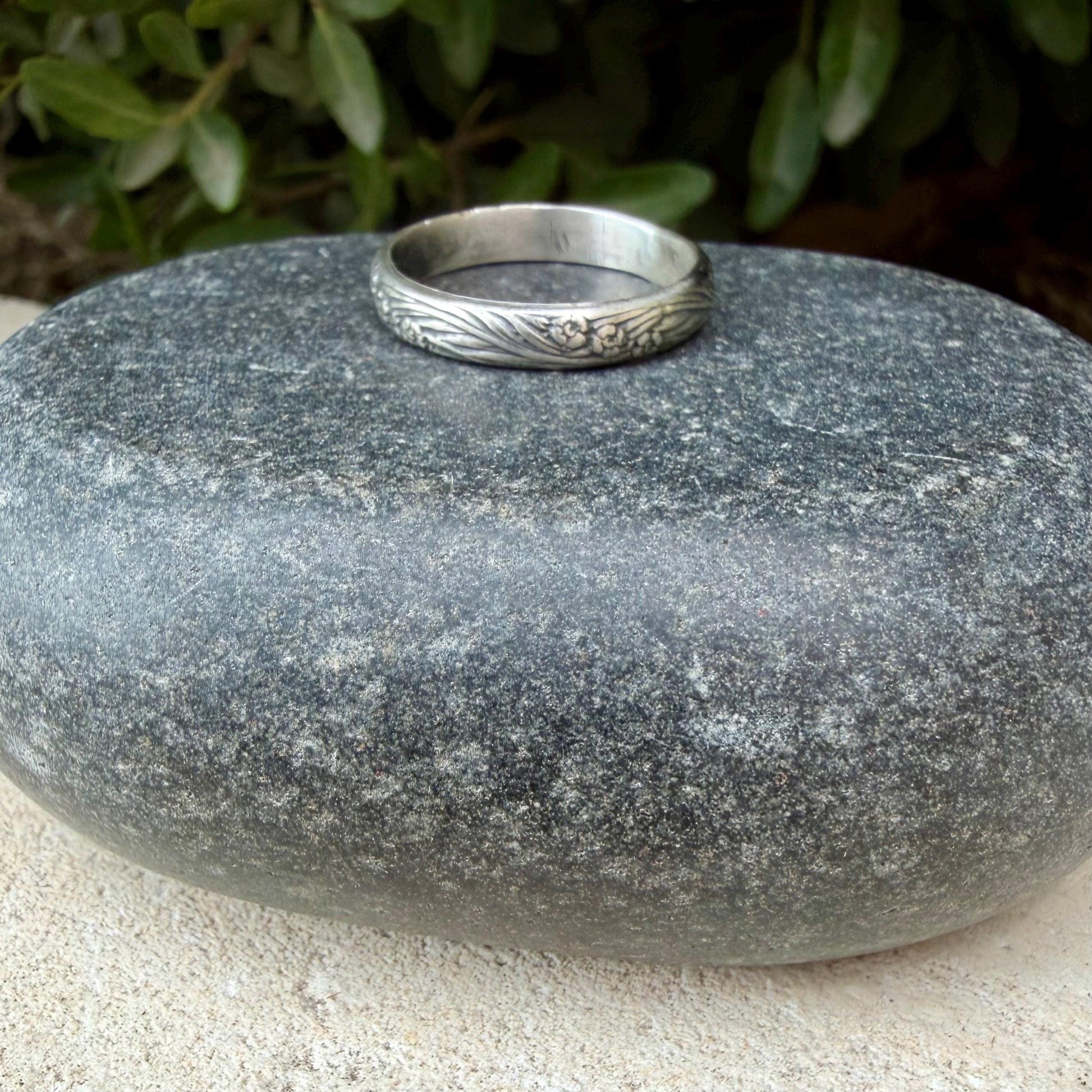 Argentium Silver Band Ring • Rosette Design•Handmade Elegance