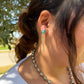 Sterling Silver Turquoise Dangle Post Earrings • 10x8mm Pear Number 8 Cabochon