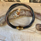 Twisted Leather Bracelet, Leather Wrap Bracelet, Magnetic Brass Clasp