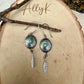 Kingman Turquoise Concho Earrings • Sterling Feather Dangle • Southwestern Style