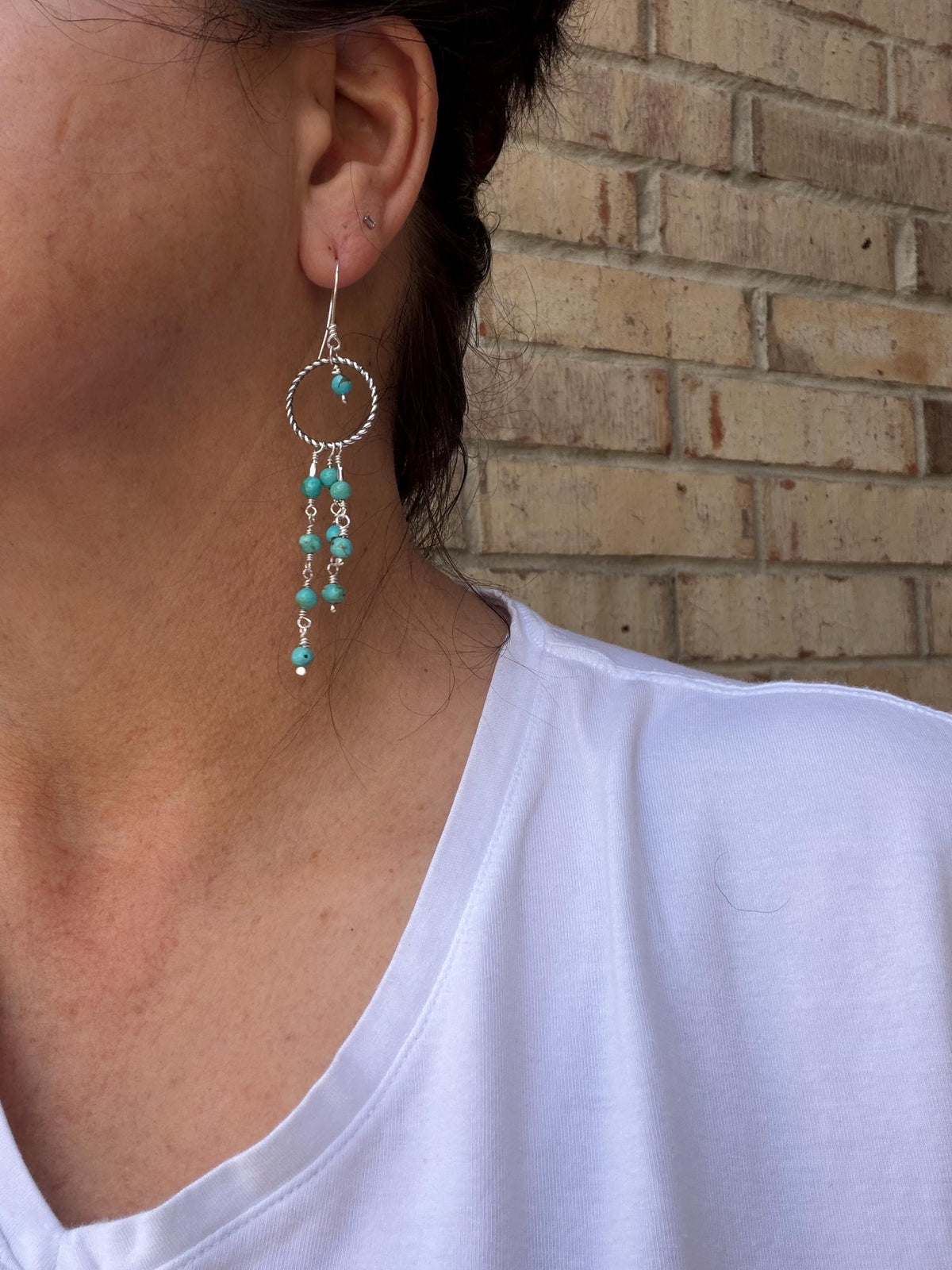 Southwestern Turquoise Earrings | Kingman Turquoise Sterling Silver Chandelier Dangles