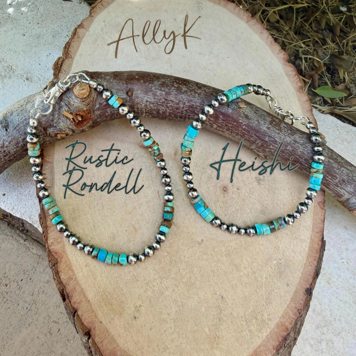 Sterling Silver Desert Pearl Bracelet with Kingman Turquoise • Southwestern Boho Style