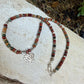 Picasso Jasper Necklace – Lotus Pendant, Sterling Silver Spacers, Custom Length, Artistic Earthy Elegance