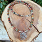 Picasso Jasper Necklace – Lotus Pendant, Sterling Silver Spacers, Custom Length, Artistic Earthy Elegance
