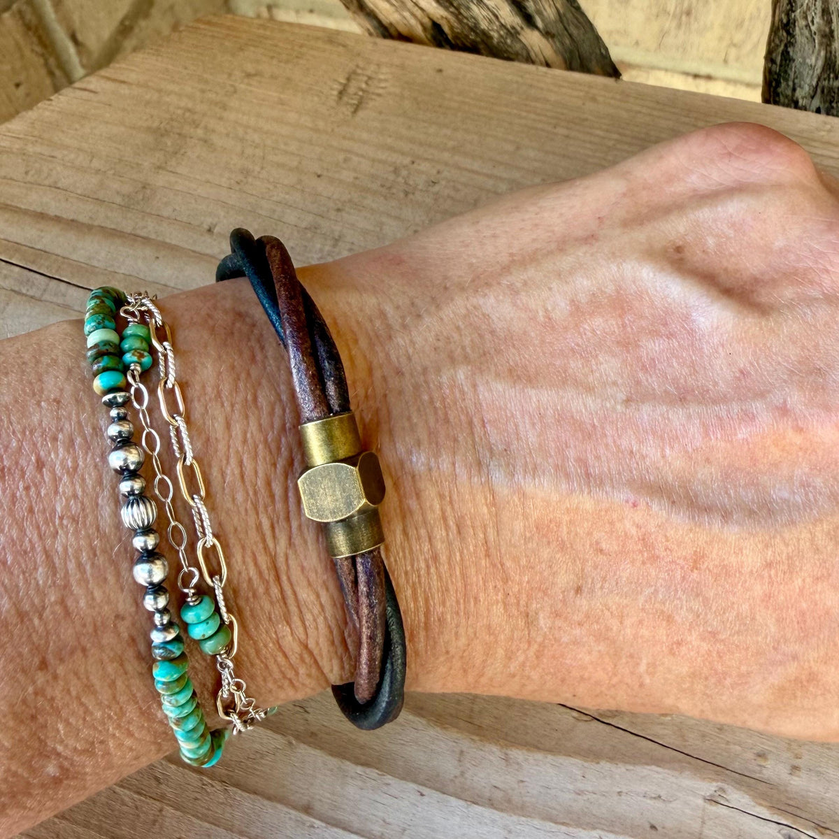 Twisted Leather Bracelet, Leather Wrap Bracelet, Magnetic Brass Clasp