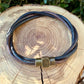 Twisted Leather Bracelet, Leather Wrap Bracelet, Magnetic Brass Clasp