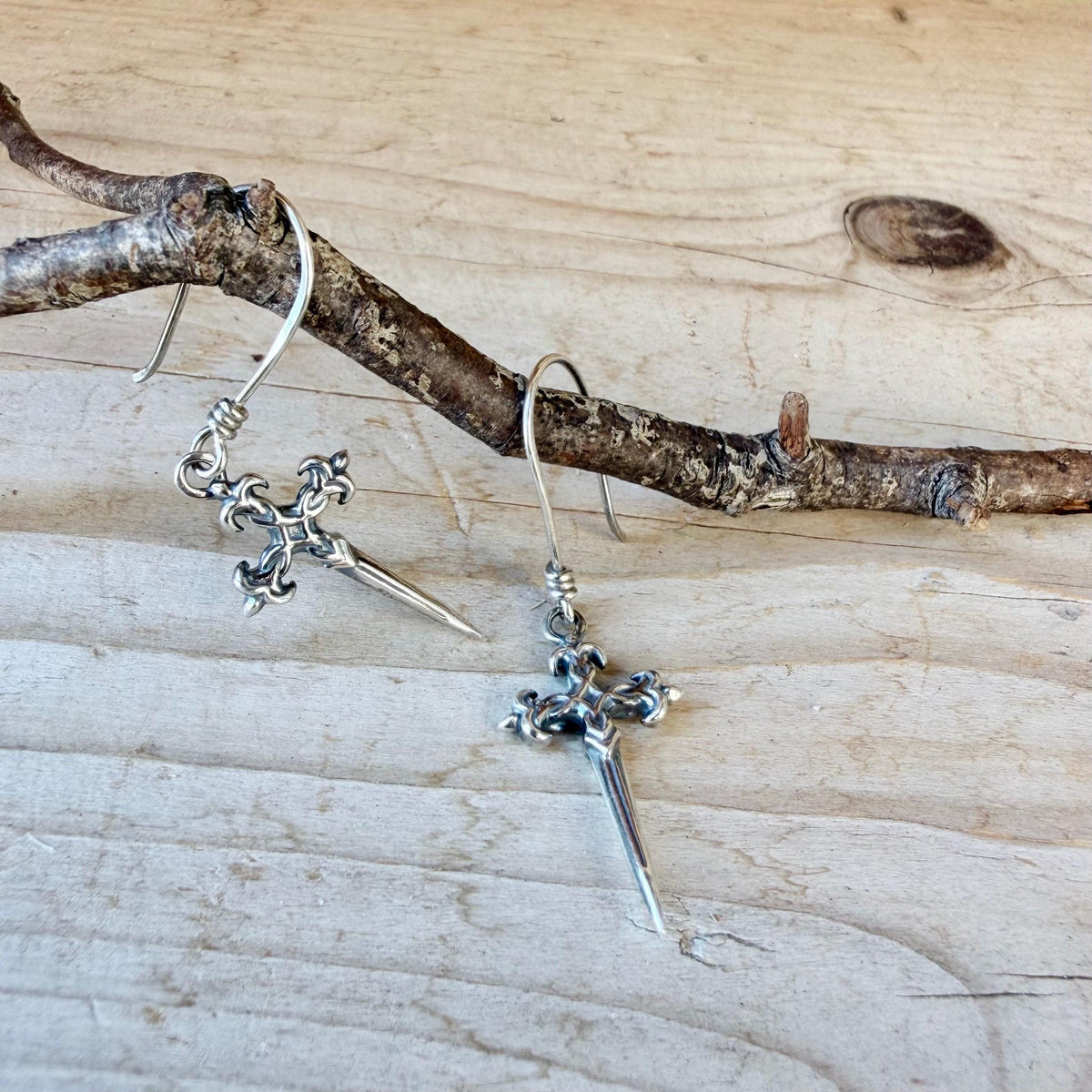 Sterling Silver Celtic Cross Dangle Earrings • Old World Faith Jewelry