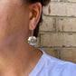 Number 8 Turquoise Concho Earrings | Sterling Silver Western Dangles