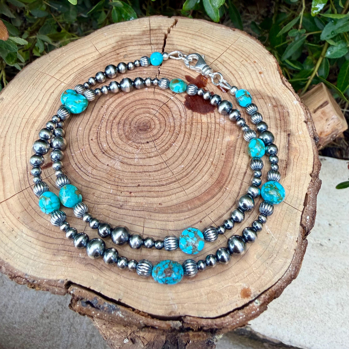 Kingman Turquoise Double Wrap Bracelet – Sterling Silver Desert Pearls | Southwest Minimal Jewelry