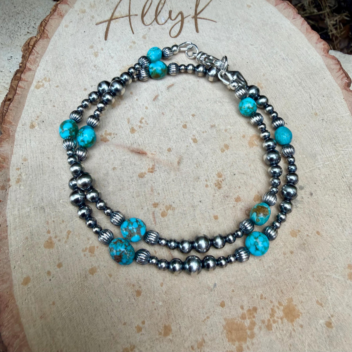 Kingman Turquoise Double Wrap Bracelet – Sterling Silver Desert Pearls | Southwest Minimal Jewelry
