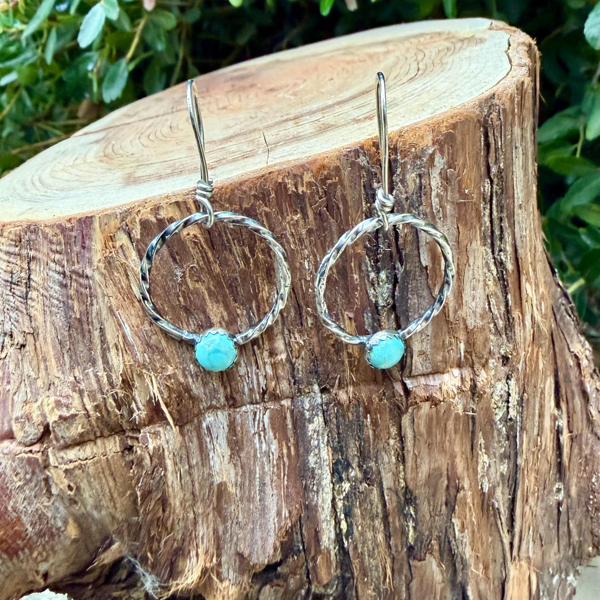 Number 8 Turquoise Dangle Earrings • Sterling Silver Southwestern Jewelry