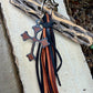 Leather Tassel Keychain • Rusted Cross Dangle • Western Faith Keychain