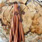 Leather Tassel Keychain • Rusted Cross Dangle • Western Faith Keychain