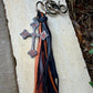 Leather Tassel Keychain • Rusted Cross Dangle • Western Faith Keychain