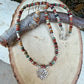 Picasso Jasper Necklace – Lotus Pendant, Sterling Silver Spacers, Custom Length, Artistic Earthy Elegance