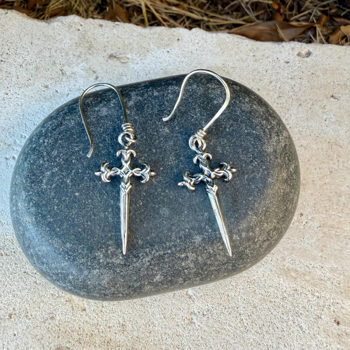 Sterling Silver Celtic Cross Dangle Earrings • Old World Faith Jewelry