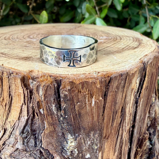 Sterling Silver Medieval Cross Band Ring | Sovereign Style Faith Jewelry