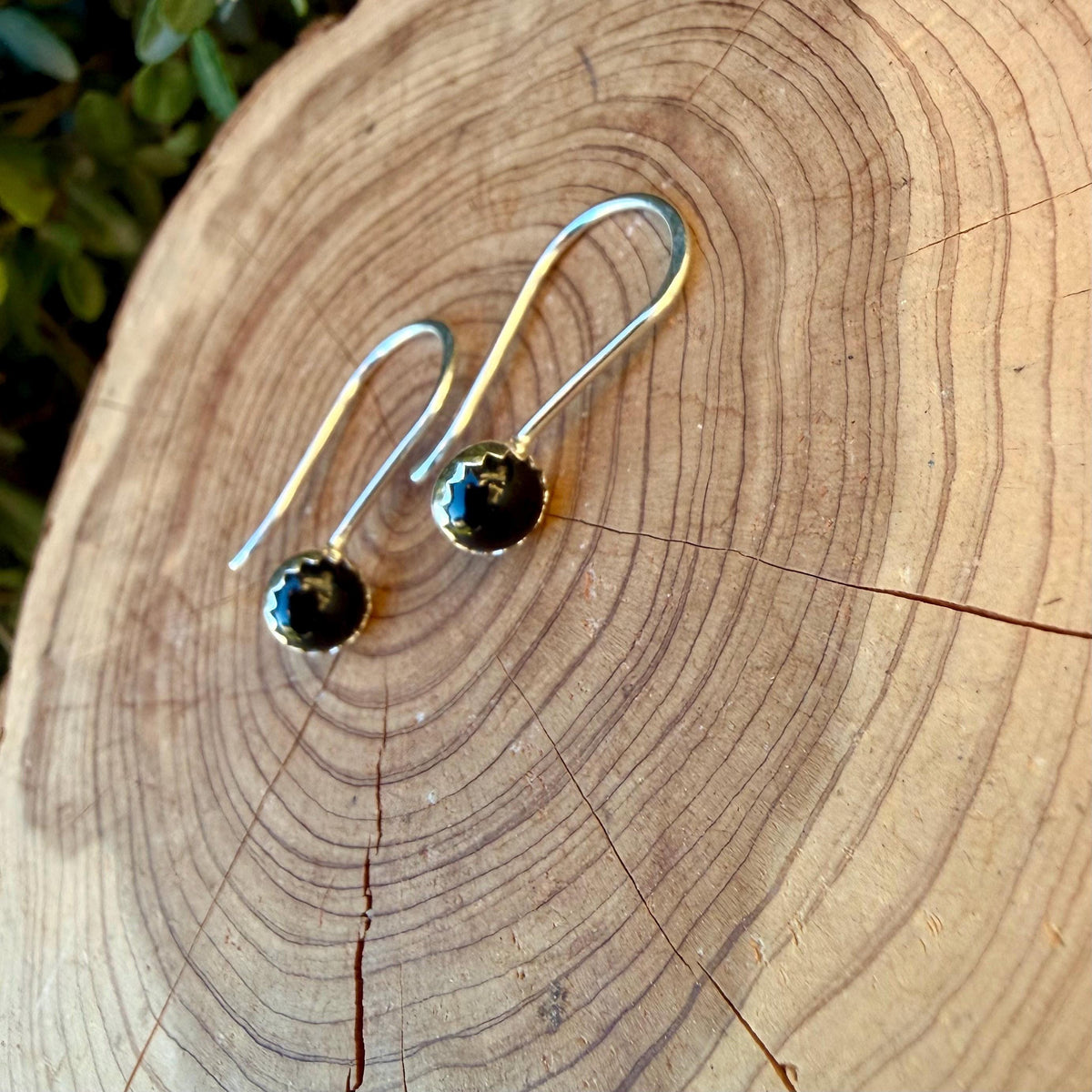 Black Onyx Dangle Earrings • Sterling or Argentium • Seamless Drop