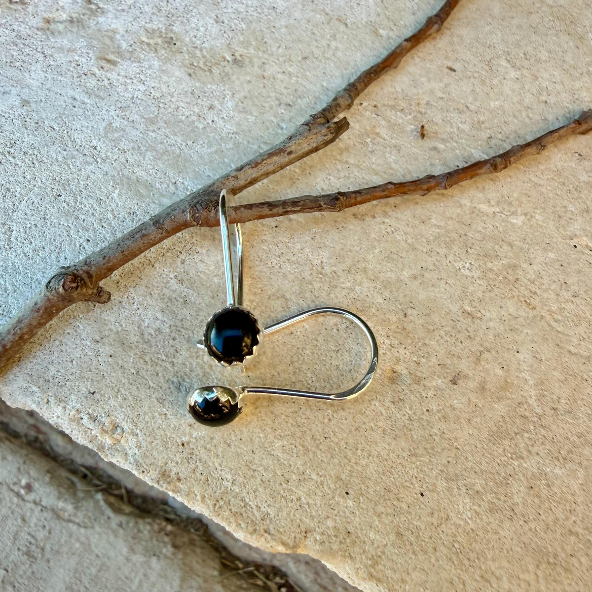 Black Onyx Dangle Earrings • Sterling or Argentium • Seamless Drop