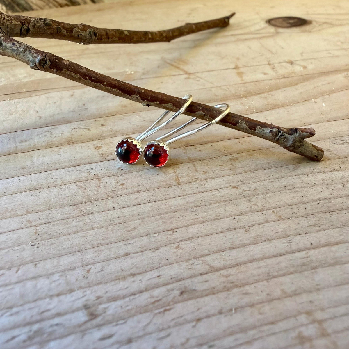 Garnet Dangle Earrings • Sterling Silver or Argentium • Seamless Ear Wires