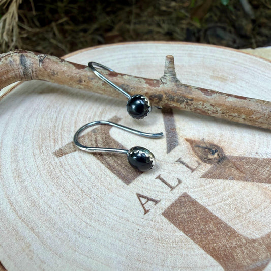 Black Onyx Dangle Earrings • Sterling or Argentium • Seamless Drop