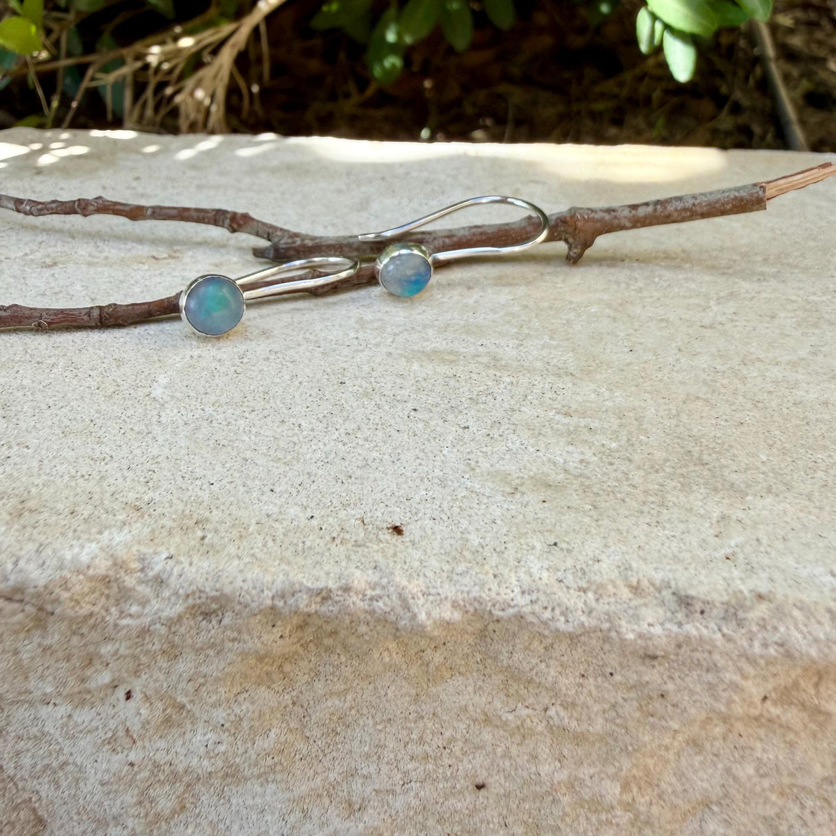 Rainbow Moonstone Dangle Earrings • Sterling Silver or Argentium • Seamless Ear Wires