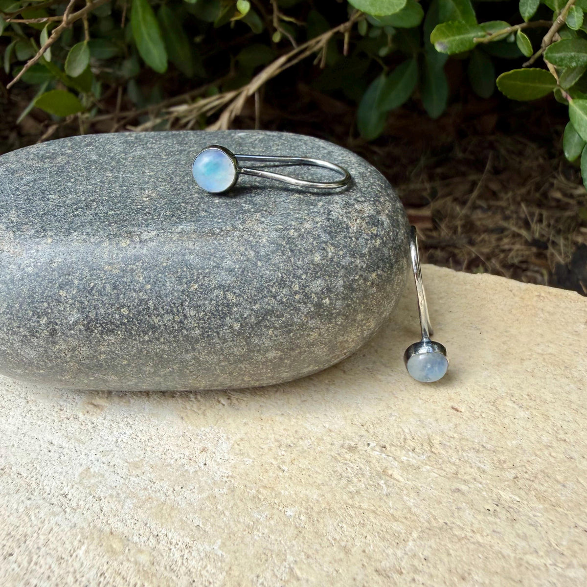 Rainbow Moonstone Dangle Earrings • Sterling Silver or Argentium • Seamless Ear Wires