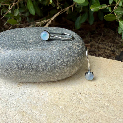 Rainbow Moonstone Dangle Earrings • Sterling Silver or Argentium • Seamless Ear Wires