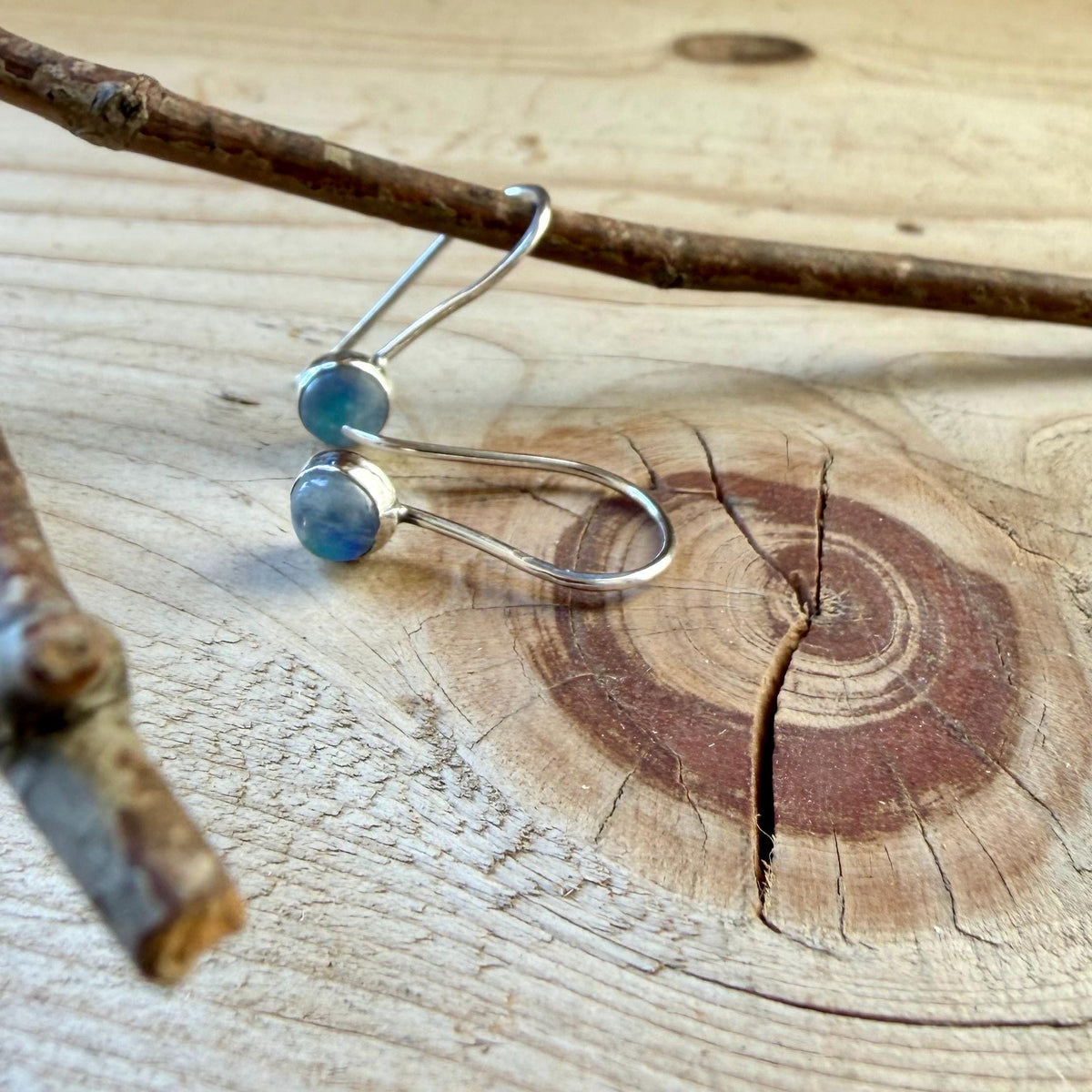 Rainbow Moonstone Dangle Earrings • Sterling Silver or Argentium • Seamless Ear Wires