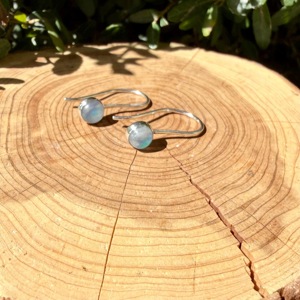 Rainbow Moonstone Dangle Earrings • Sterling Silver or Argentium • Seamless Ear Wires