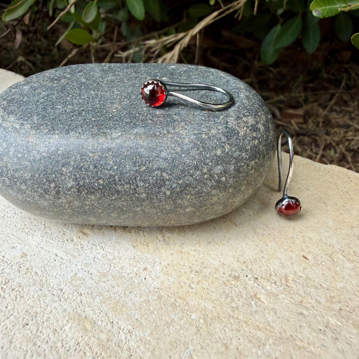 Garnet Dangle Earrings • Sterling Silver or Argentium • Seamless Ear Wires