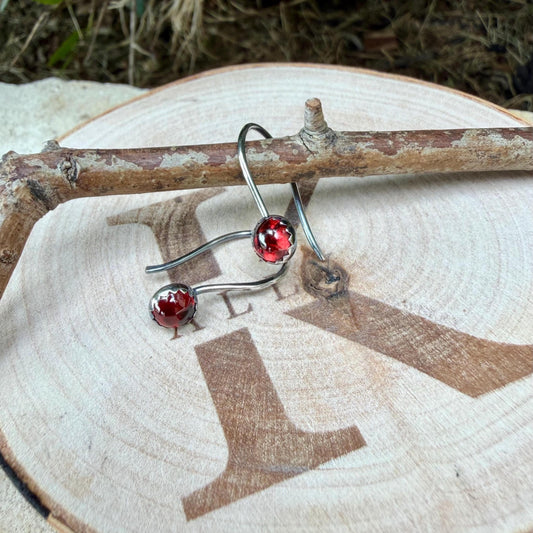 Garnet Dangle Earrings • Sterling Silver or Argentium • Seamless Ear Wires