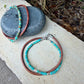 Dainty Genuine Kingman Turquoise Bracelet • Leather Wrap • Sterling Silver Jewelry