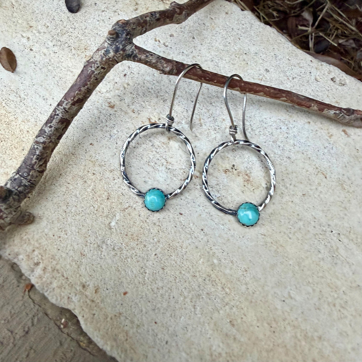 Number 8 Turquoise Dangle Earrings • Sterling Silver Southwestern Jewelry