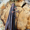 Leather Tassel Keychain • Rusted Cross Dangle • Western Faith Keychain