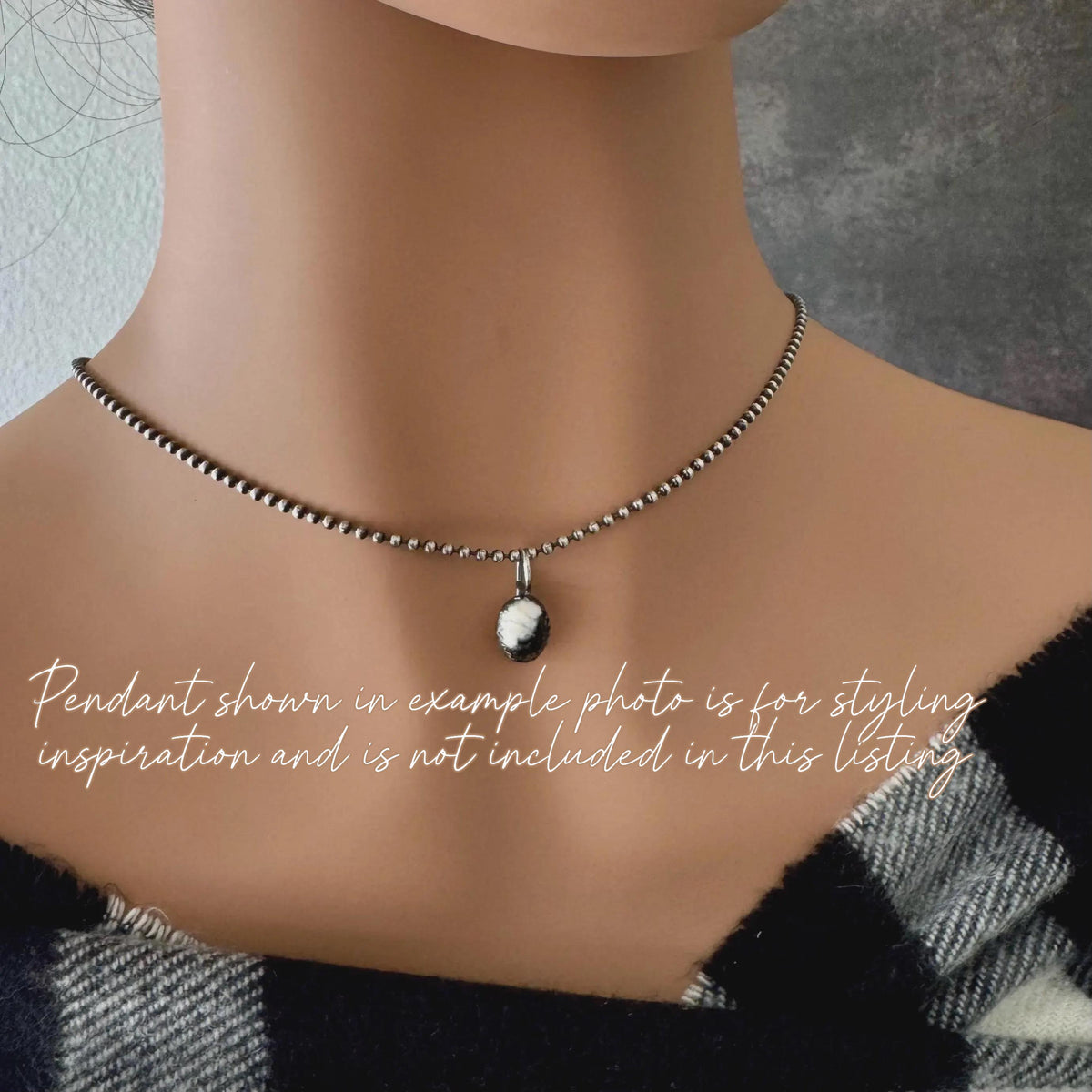 Sterling Silver Ball Chain Necklace • Oxidized 2mm Chain • Southwest Charm Jewelry