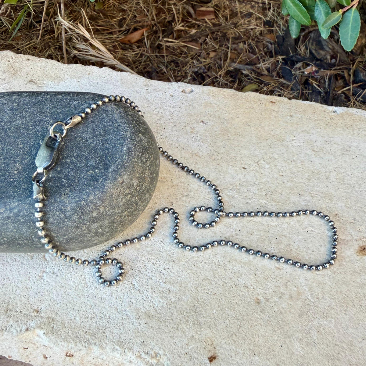 Sterling Silver Ball Chain Necklace • Oxidized 2mm Chain • Southwest Charm Jewelry