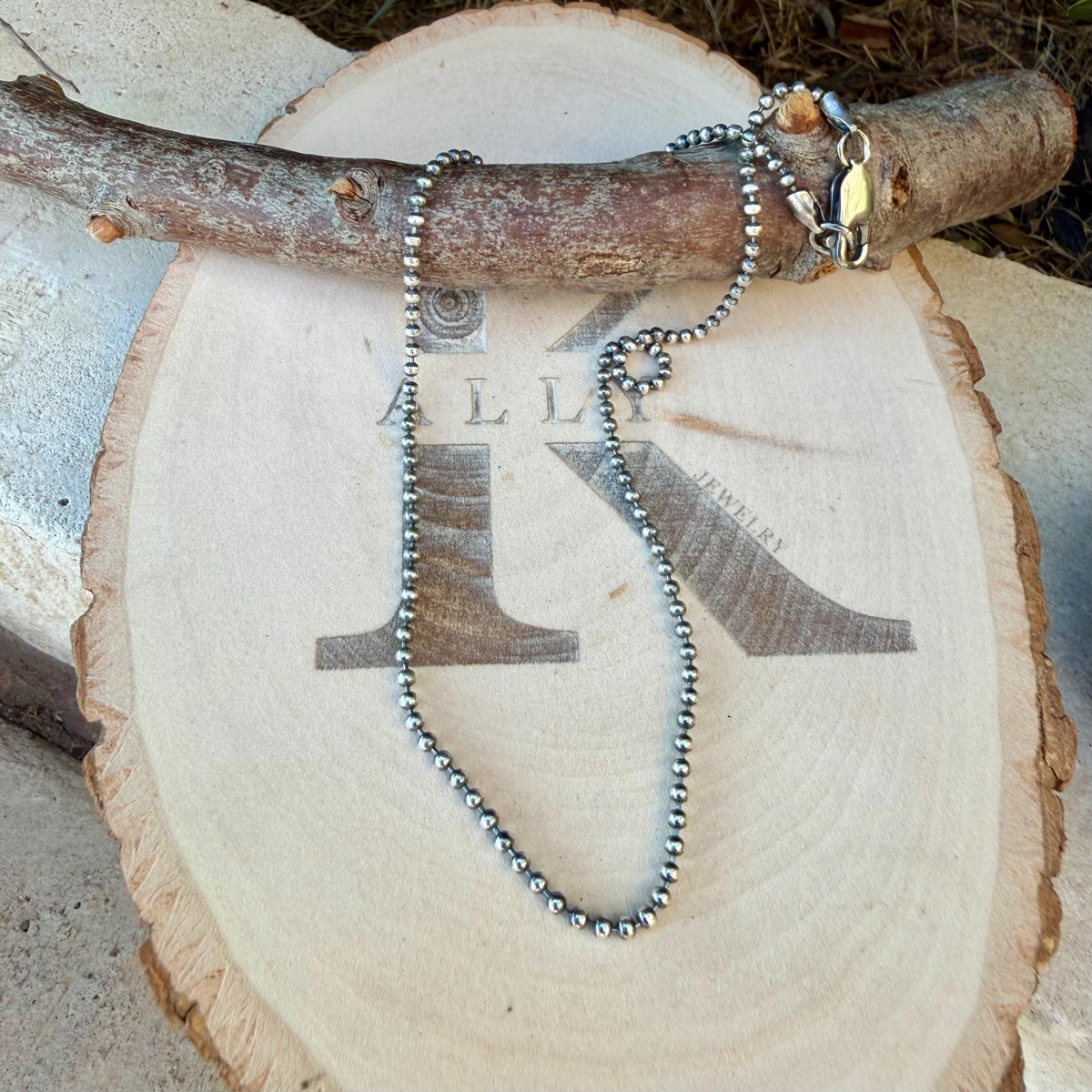 Sterling Silver Ball Chain Necklace • Oxidized 2mm Chain • Southwest Charm Jewelry