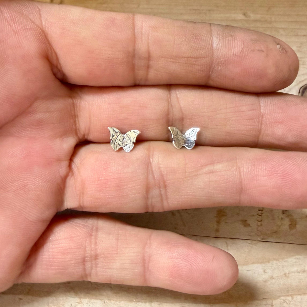 Sterling Silver Butterfly Flat Back Stud | Cartilage Helix Lobe Earring | Single or Pair