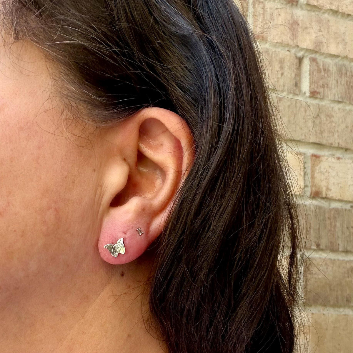 Sterling Silver Butterfly Flat Back Stud | Cartilage Helix Lobe Earring | Single or Pair
