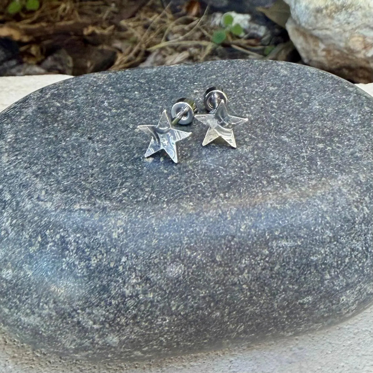 Sterling Silver Star Flat Back Stud | Lobe & Cartilage Helix Earring | Single or Pair