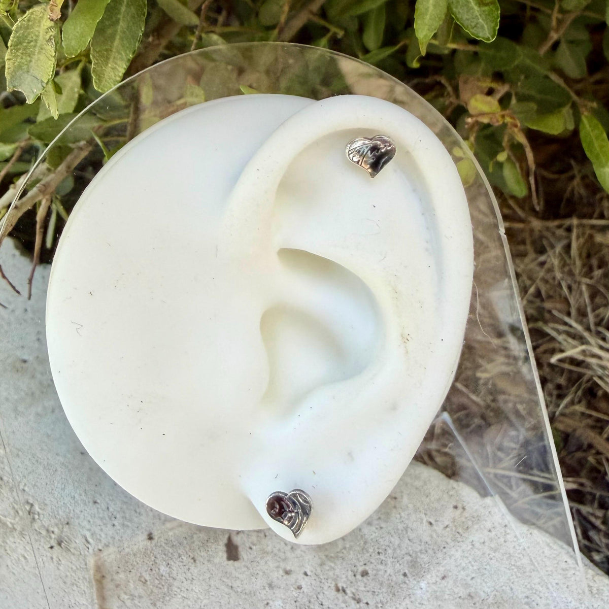 Tiny Sterling Silver Heart Labret Stud | Flat Back Cartilage Earring | Single or Pair