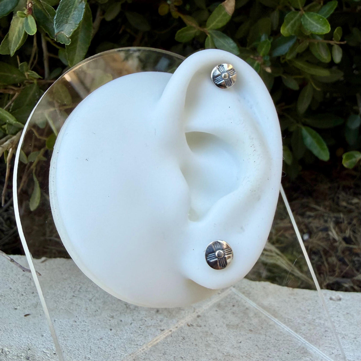 Southwestern Zia Sun Labret Stud | Sterling Silver Flat Back Earring | Single or Pair