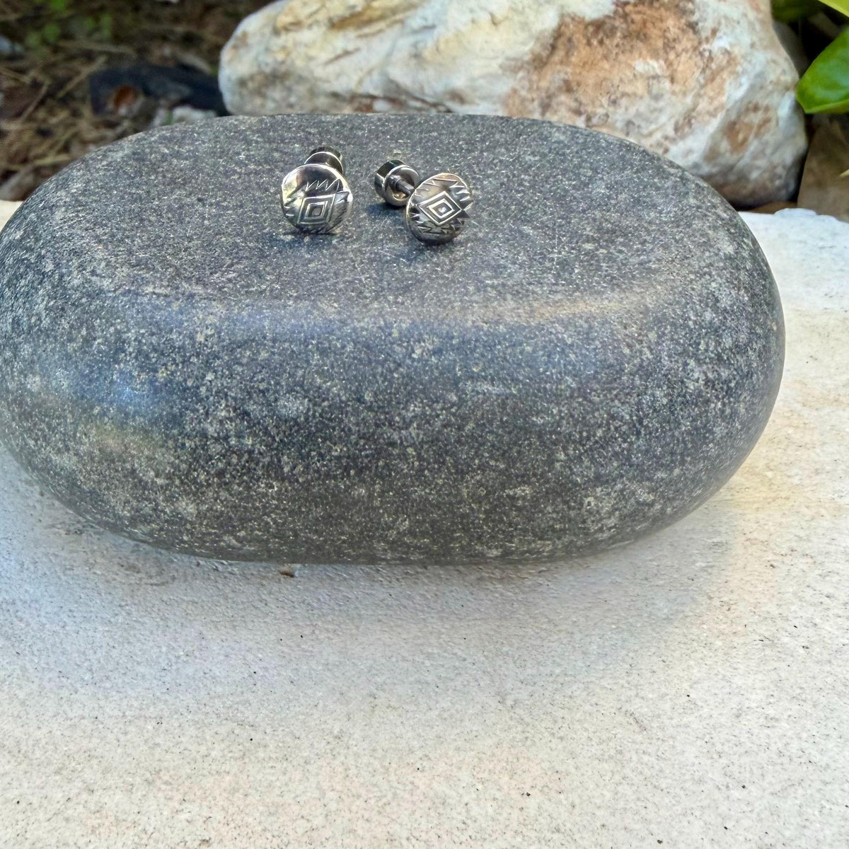 Southwestern Labret Stud | Sterling Silver Flat Back Earring | Single or Pair