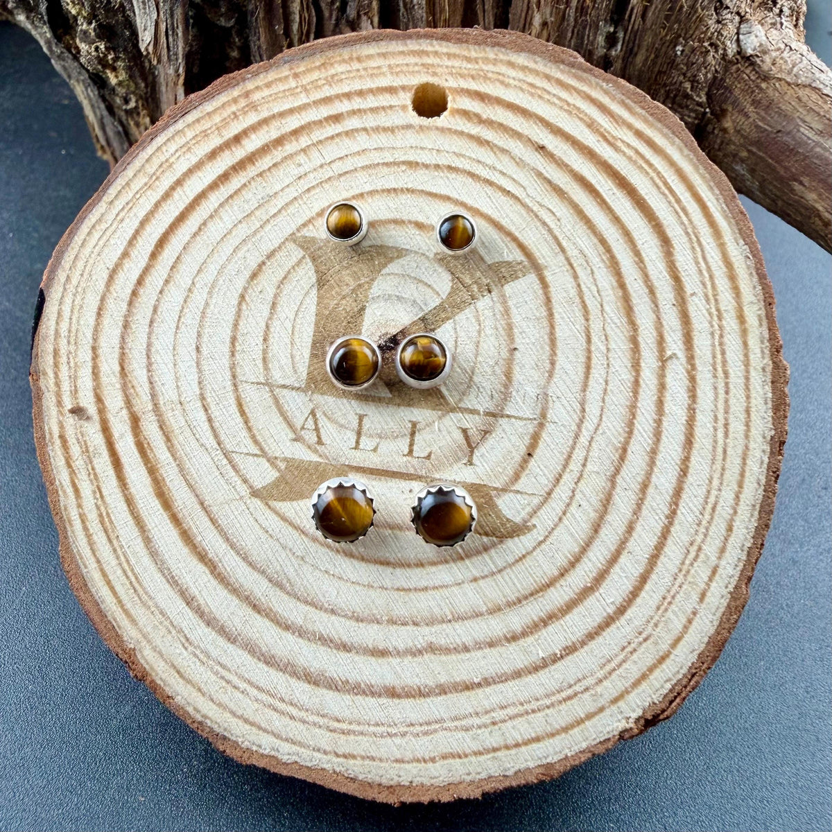 Tigers Eye Labret Stud • Genuine Moonstone Earring • 20G 18G 16G Threaded Post • Screw-On Back
