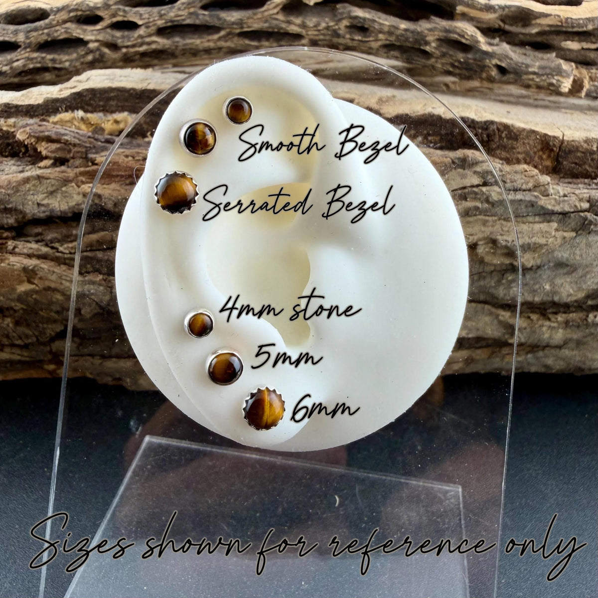 Tigers Eye Labret Stud • Genuine Moonstone Earring • 20G 18G 16G Threaded Post • Screw-On Back