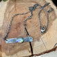Rainbow Moonstone Paisley Bar Necklace • Sterling Silver Moonstone Jewelry • Rustic Southwestern Edition