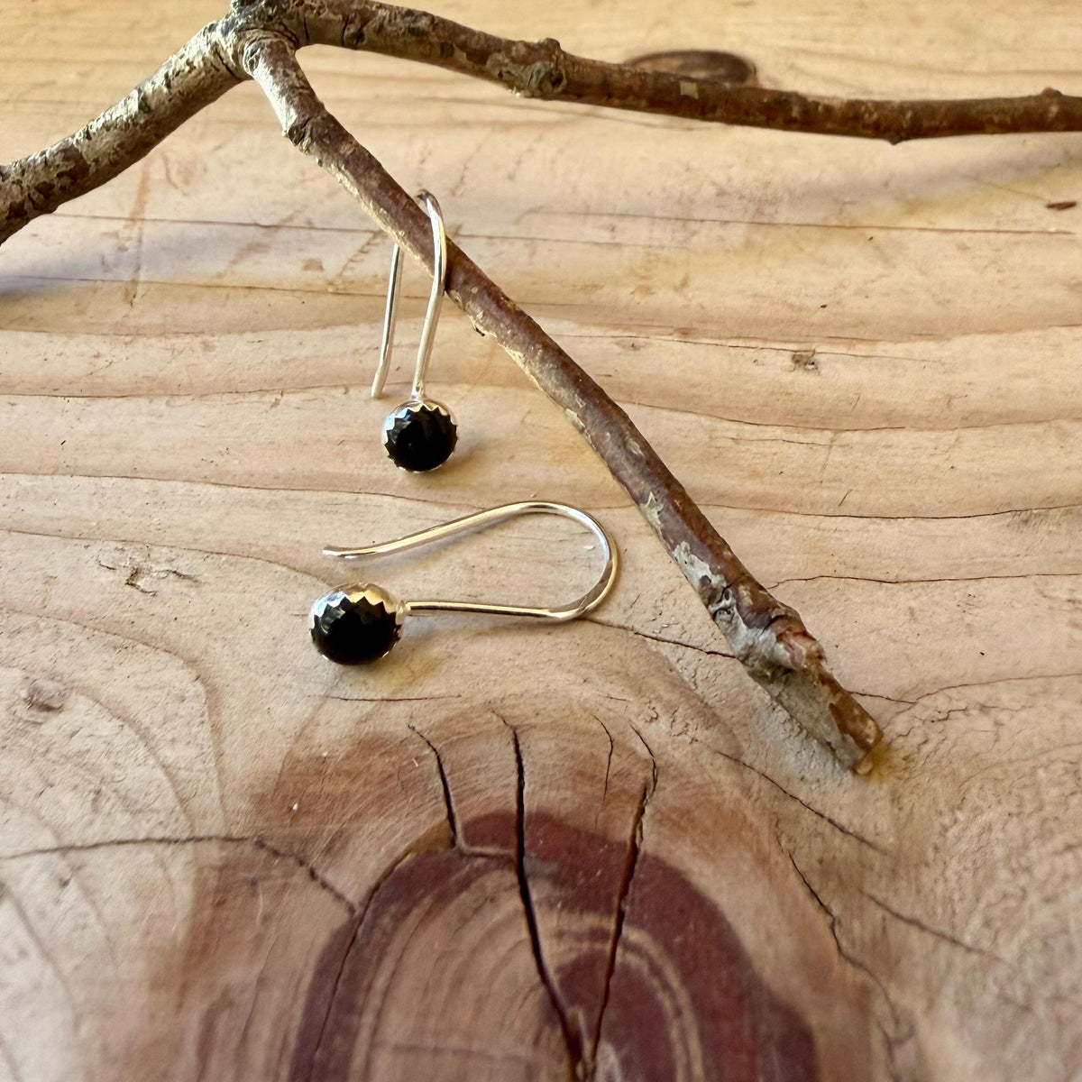 Black Onyx Dangle Earrings • Sterling or Argentium • Seamless Drop