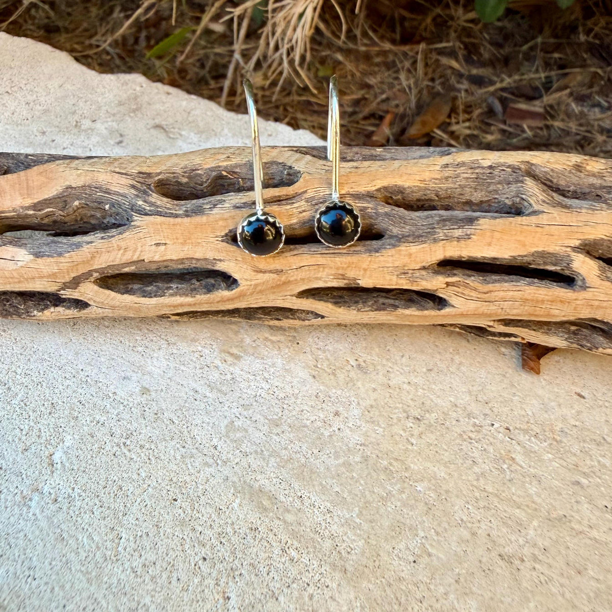 Black Onyx Dangle Earrings • Sterling or Argentium • Seamless Drop