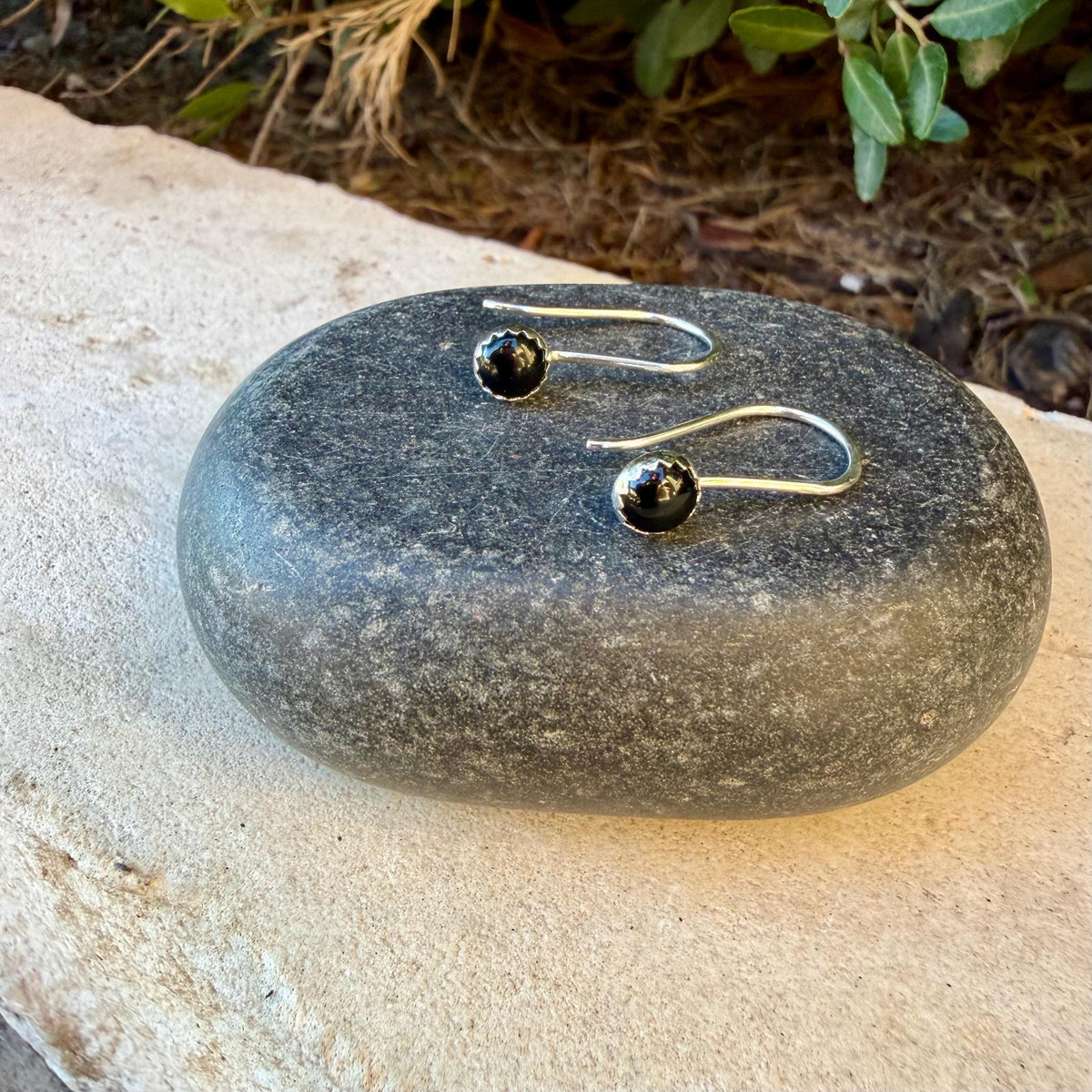 Black Onyx Dangle Earrings • Sterling or Argentium • Seamless Drop